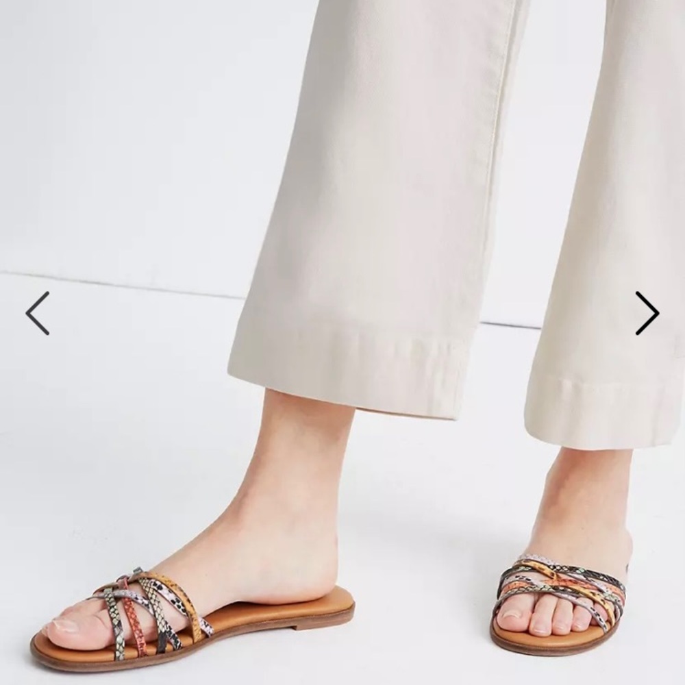 Madewell The Tracie Crisscross Slide Sandal in Snake Embossed Leather